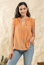 Load image into Gallery viewer, SLEEVELESS RUFFLED WOVEN TOP
