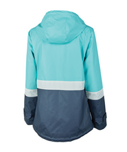 Load image into Gallery viewer, Charles River Women’s Color Blocked New Englander® Rain Jacket--Aqua/Navy/White
