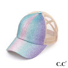 Load image into Gallery viewer, Ombre Glitter Ponytail Cap
