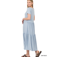 Load image into Gallery viewer, SHORT SLEEVE TIERED MIDI DRESS
