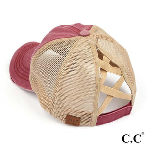 C.C Pony Cap-With Criss Crossed Elastic Band