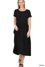 Load image into Gallery viewer, SHORT SLEEVE TIERED MIDI DRESS
