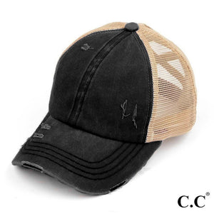 C.C Pony Cap-With Criss Crossed Elastic Band