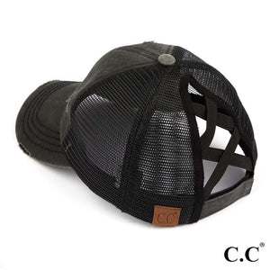 C.C Pony Cap-With Criss Crossed Elastic Band