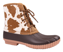 Load image into Gallery viewer, Simply Southern Lace Up Boots--Cow Print
