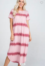 Load image into Gallery viewer, Short Sleeve Tie Dye Maxi- Rose
