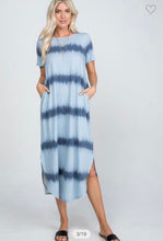 Load image into Gallery viewer, Short Sleeve Tie Dye Maxi- Denim Blue
