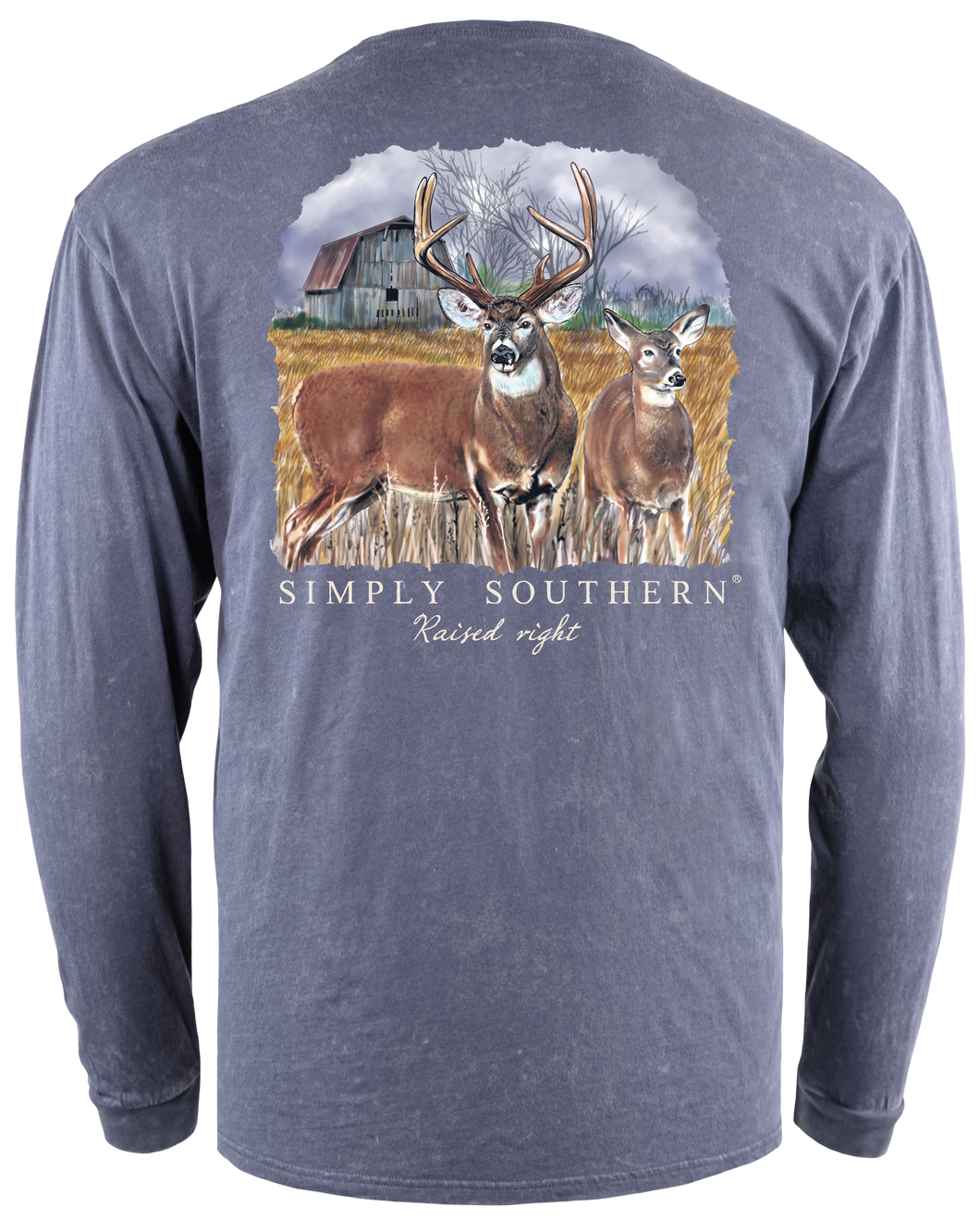 Men's Long Sleeve Simply Color Long Sleeve Tee--Deer--Indigo