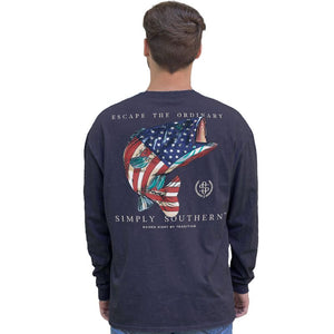 Men's Long Sleeve Simply Color Long Sleeve Tee--USAFISH--RAVEN