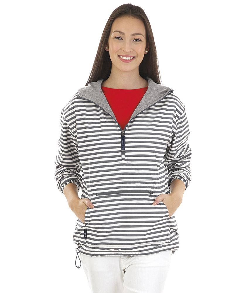 Charles River-Women's Gray & White Stripe Anorak