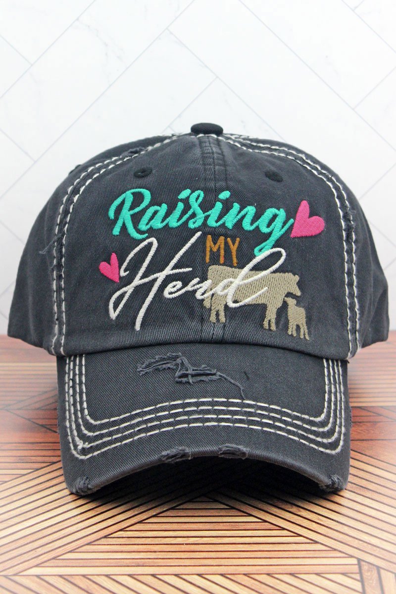 Distressed Black- Raising My Herd Baseball Cap/Hat