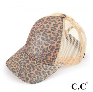 Leopard Print "CC" Pony Tail Cap