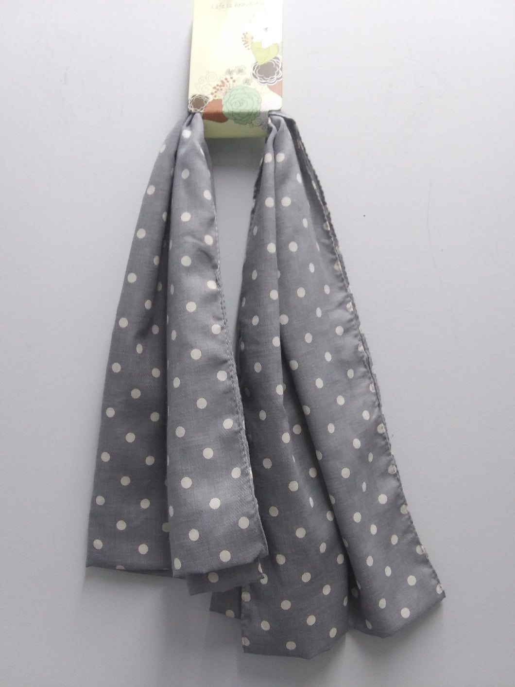 Grey Polka Dot Light Weight Scarf