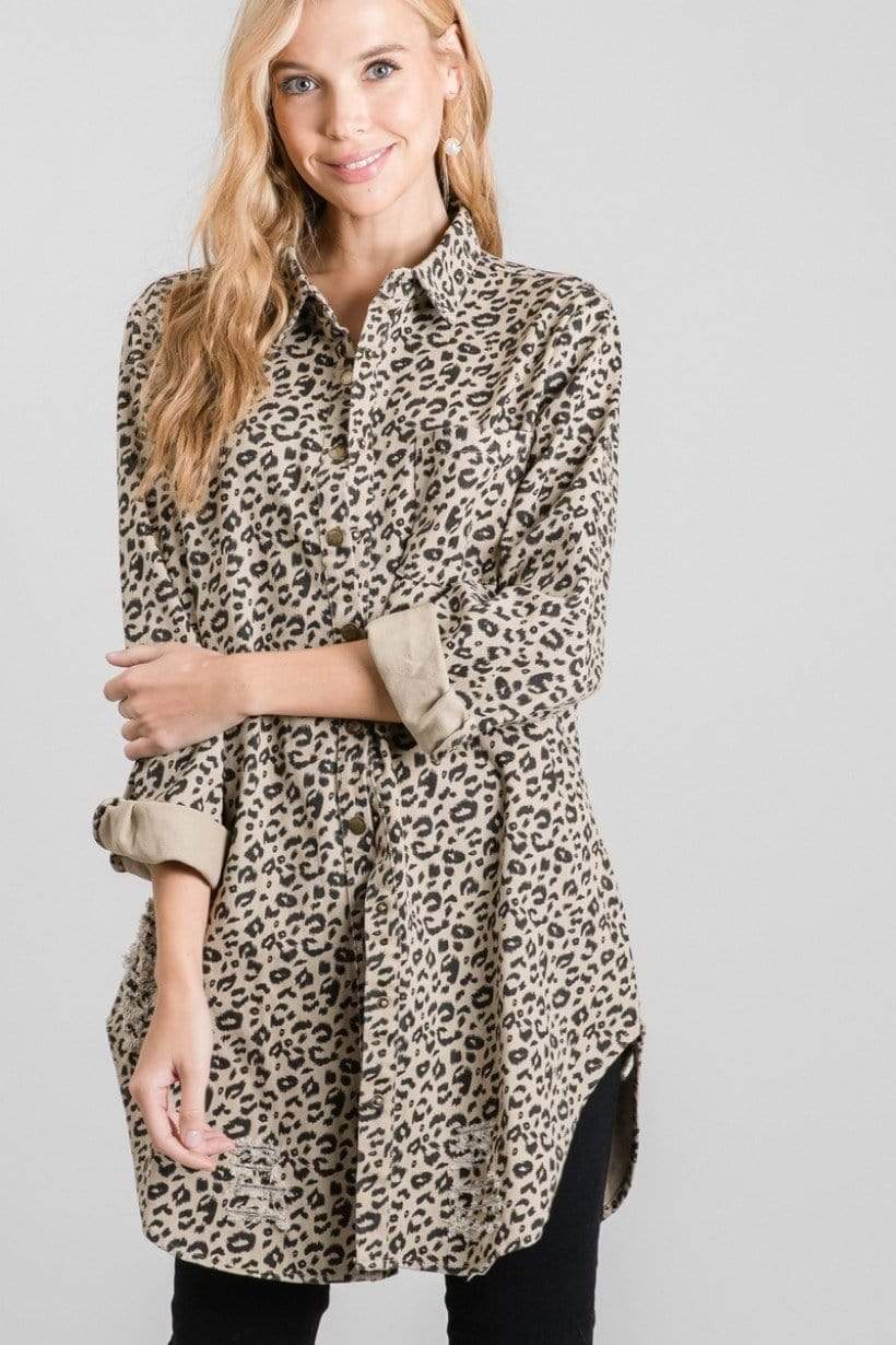 Jodifl Animal Print Distressed Jacket