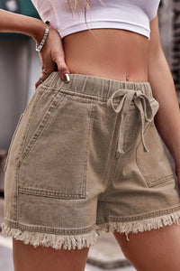 Elastic Waist Casual Denim Shorts