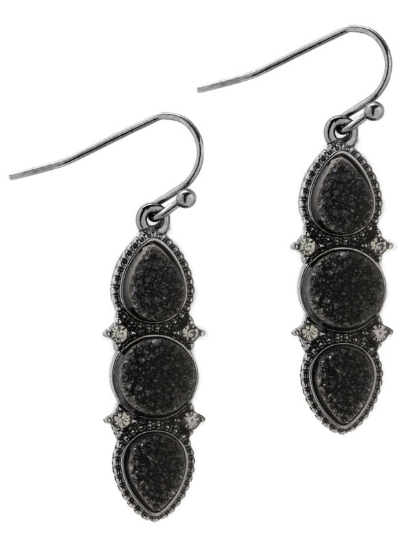 GUNMETAL TRIO ACCENT DROP EARRINGS