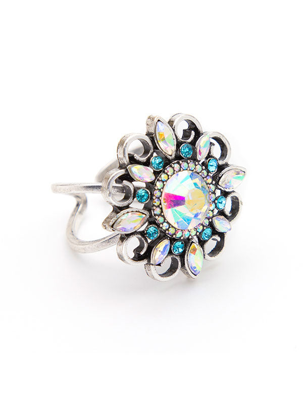 BLUE CRYSTAL BLOOM FOCAL RING