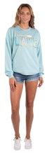 Load image into Gallery viewer, Simply Southern Sparkle Letter &quot;Lake&quot; Crew Pullover
