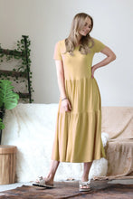 Load image into Gallery viewer, SHORT SLEEVE TIERED MIDI DRESS
