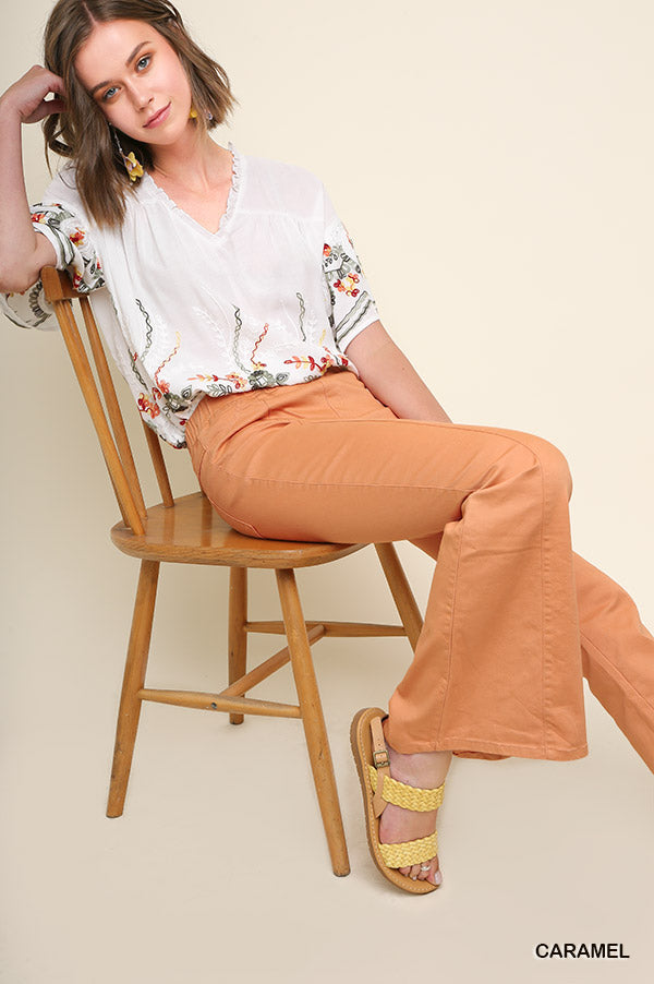 Umgee- Flare Bottom Pants- Caramel