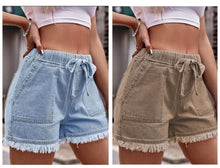 Load image into Gallery viewer, Elastic Waist Casual Denim Shorts
