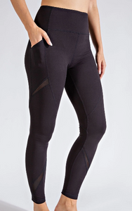 BUTTER SOFT/MESH DETAIL FULL LENGTH LEGGINGS MULTIPLE COLOR OPTIONS