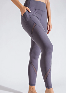 BUTTER SOFT/MESH DETAIL FULL LENGTH LEGGINGS MULTIPLE COLOR OPTIONS