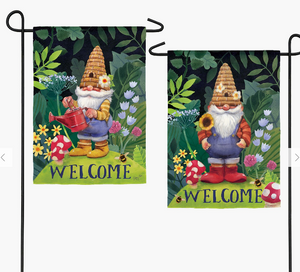 Evergreen- Garden Gnomes Garden Suede Flag