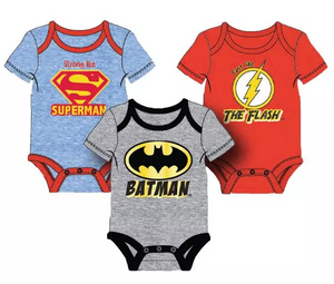 3-Pack Baby Bodysuits - DC Superheroes