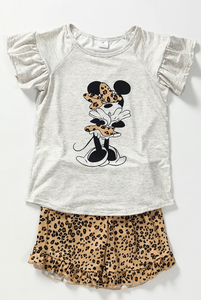 Minnie Mouse Leopard Shorts Set