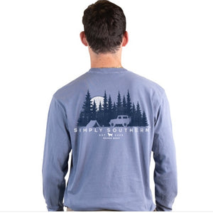 Simply Southern Long Sleeve Comfort Color Tee--OUTDOORS--Blue Jean