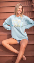 Load image into Gallery viewer, Simply Southern Sparkle Letter &quot;Lake&quot; Crew Pullover
