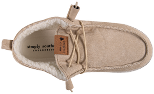 Simply Southern Lined Lace Up Corduroy Shoes--Beige
