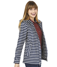 Load image into Gallery viewer, Charles River--New Englander Rain Jacket--Full Zip--Navy &amp; White Stripe
