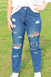 BASEBALL RIPPED JEANS