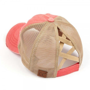 C.C Pony Cap-With Criss Crossed Elastic Band