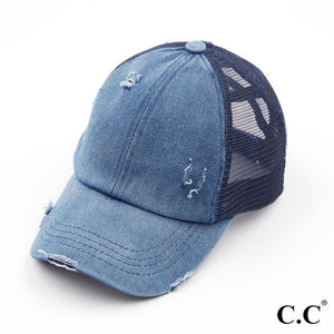C.C Pony Cap-With Criss Crossed Elastic Band