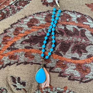 Long Turquoise Howlite Drop Necklace