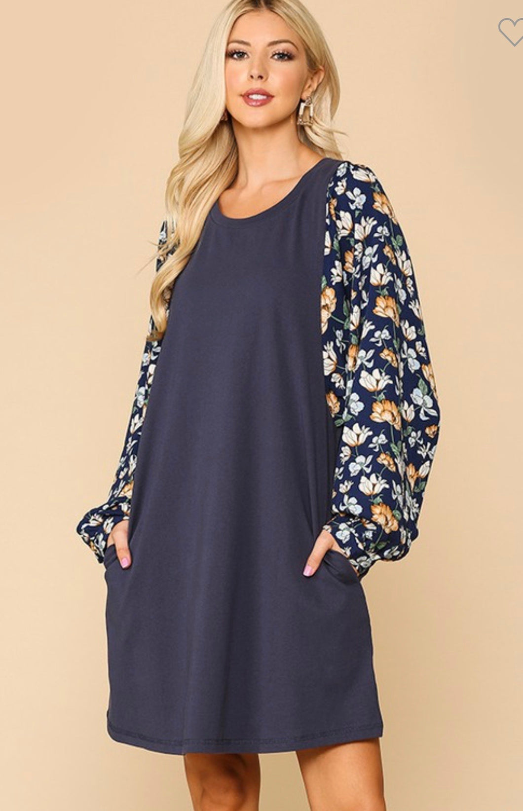 Floral Print Dolman Sleeve With Pockets