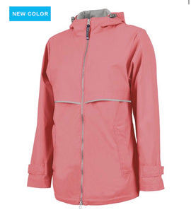 Charles River--New Englander Rain Jacket--Full Zip--Coral