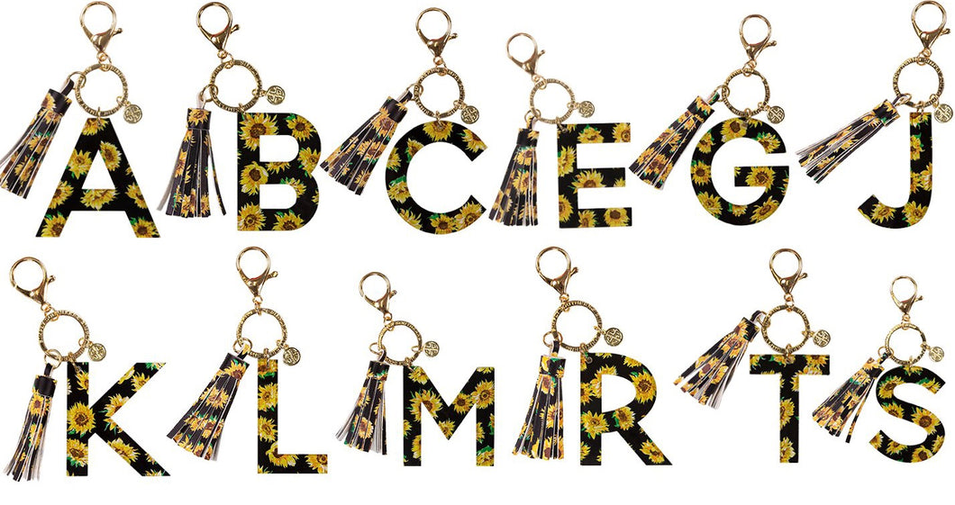 Simply Southern Initial Keychains (Leopard & Sunflowers)