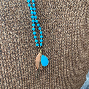 Long Turquoise Howlite Drop Necklace