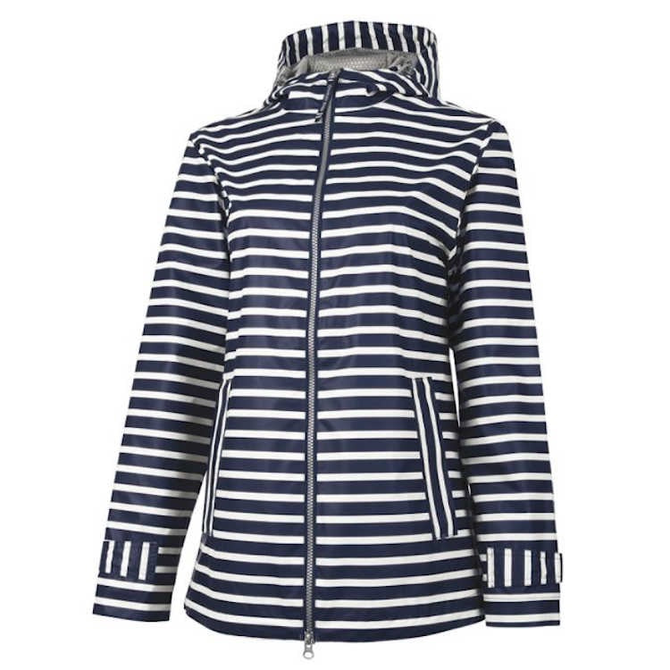 Charles River--New Englander Rain Jacket--Full Zip--Navy & White Stripe