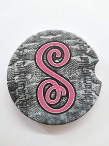 Simply Southern Snake Print Initial Car Coasters