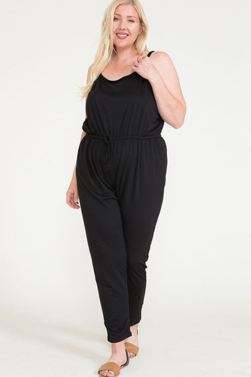 PLUS SIZE FRENCH TERRY KNIT CAMI JUMPSUIT