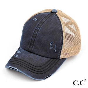 C.C Pony Cap-With Criss Crossed Elastic Band