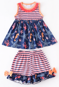 Seahorse Ruffle Shorts Set