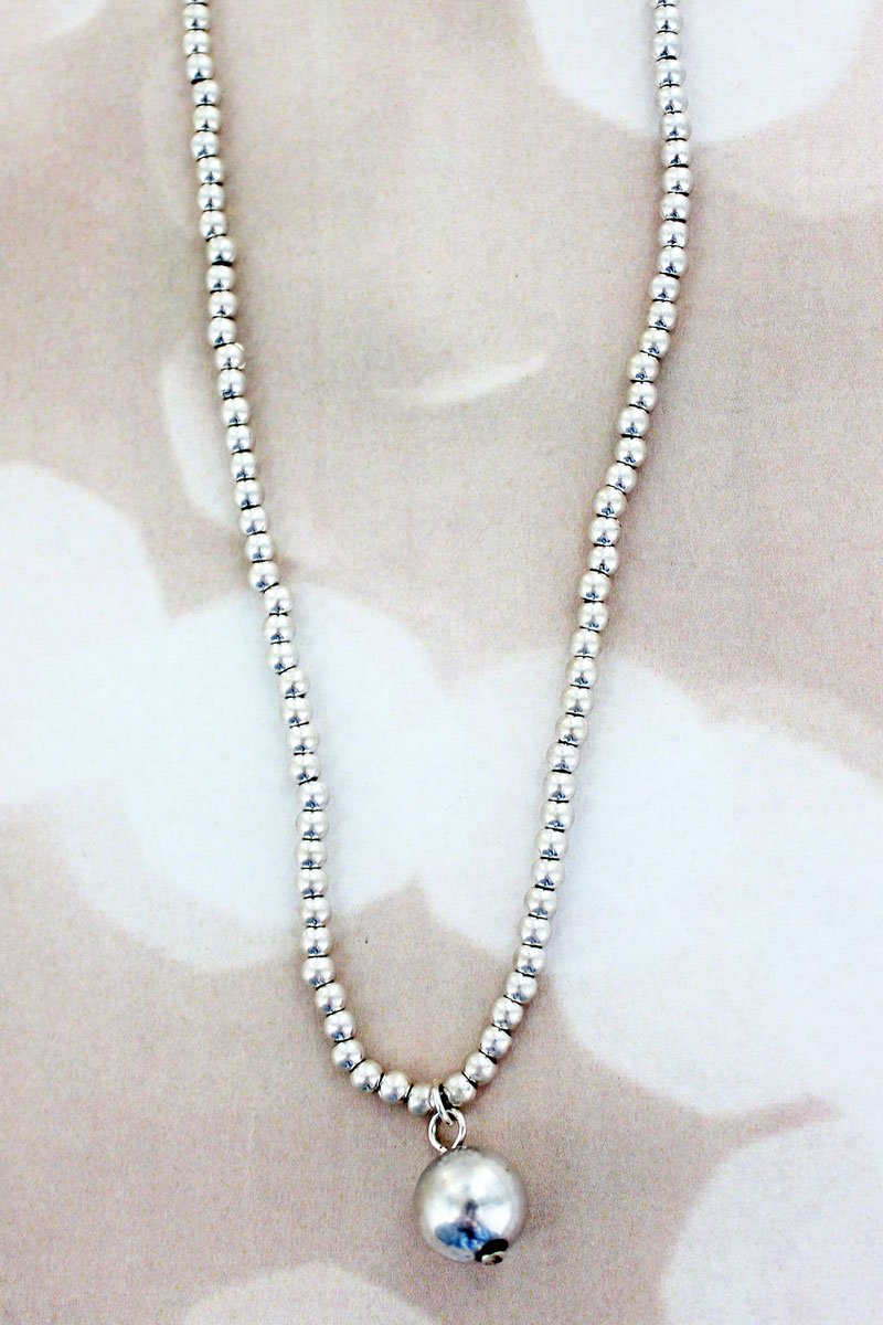 CRAVE SILVERTONE BALL BEADED SPHERE NECKLACE